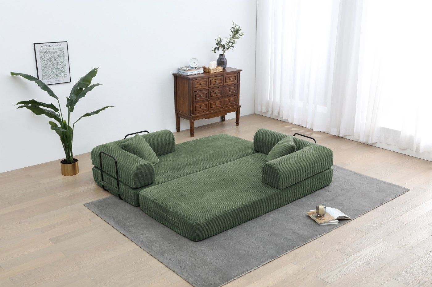 77.9'' Convertible Folding Sofa Bed – 4-in-1 Modular Floor Couch, Corduroy Small Cloud Couch, Compre
