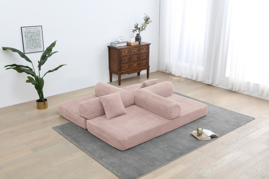 77.9'' Convertible Folding Sofa Bed – 4-in-1 Modular Floor Couch, Corduroy Small Cloud Couch, Compre