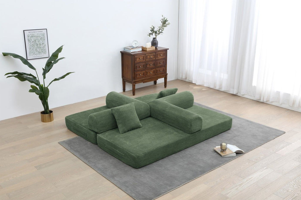 77.9'' Convertible Folding Sofa Bed – 4-in-1 Modular Floor Couch, Corduroy Small Cloud Couch, Compre