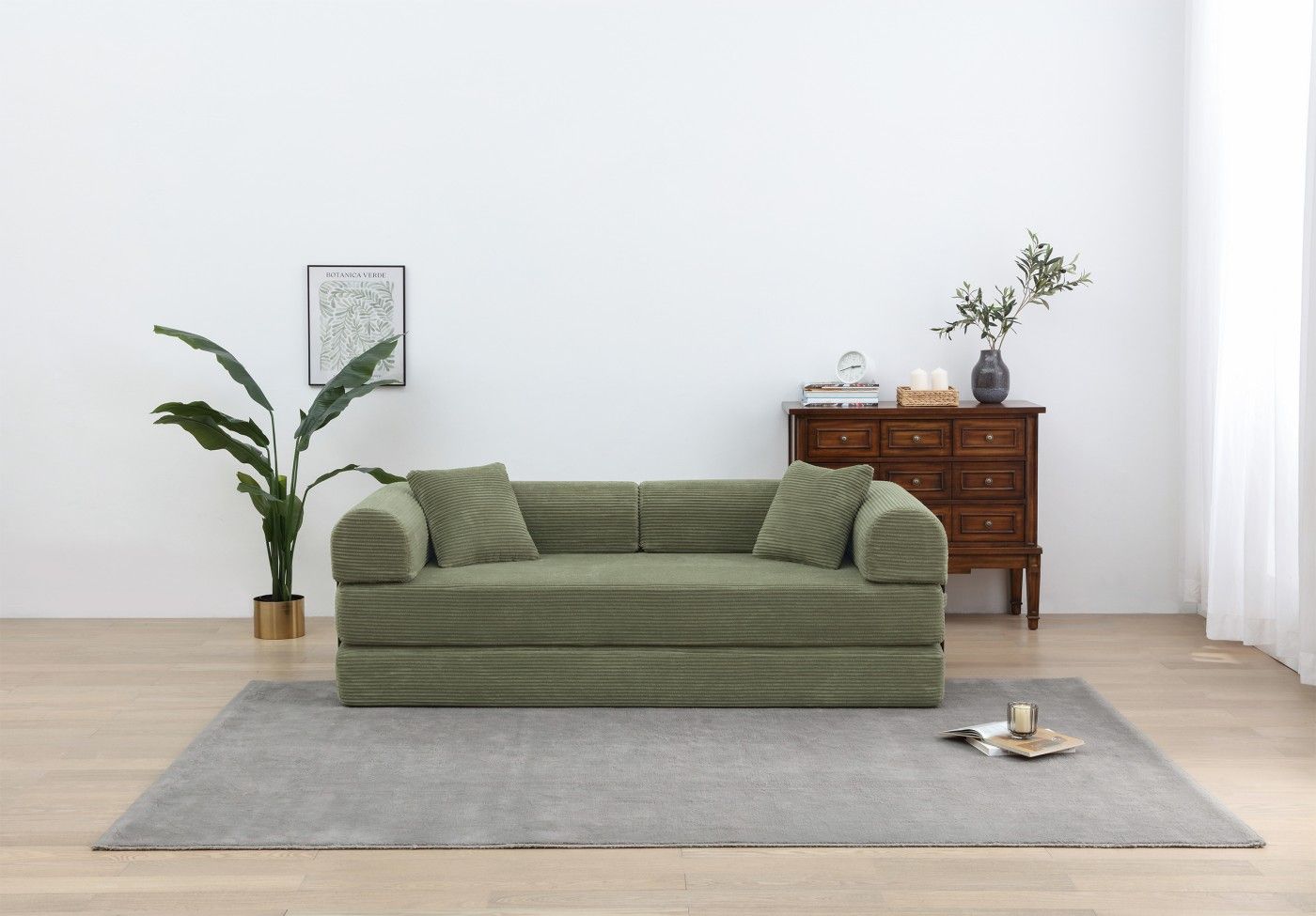 77.9'' Convertible Folding Sofa Bed – 4-in-1 Modular Floor Couch, Corduroy Small Cloud Couch, Compre