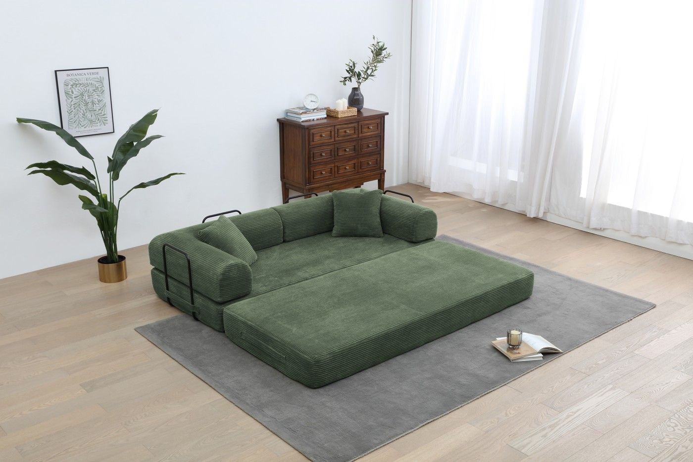 77.9'' Convertible Folding Sofa Bed – 4-in-1 Modular Floor Couch, Corduroy Small Cloud Couch, Compre