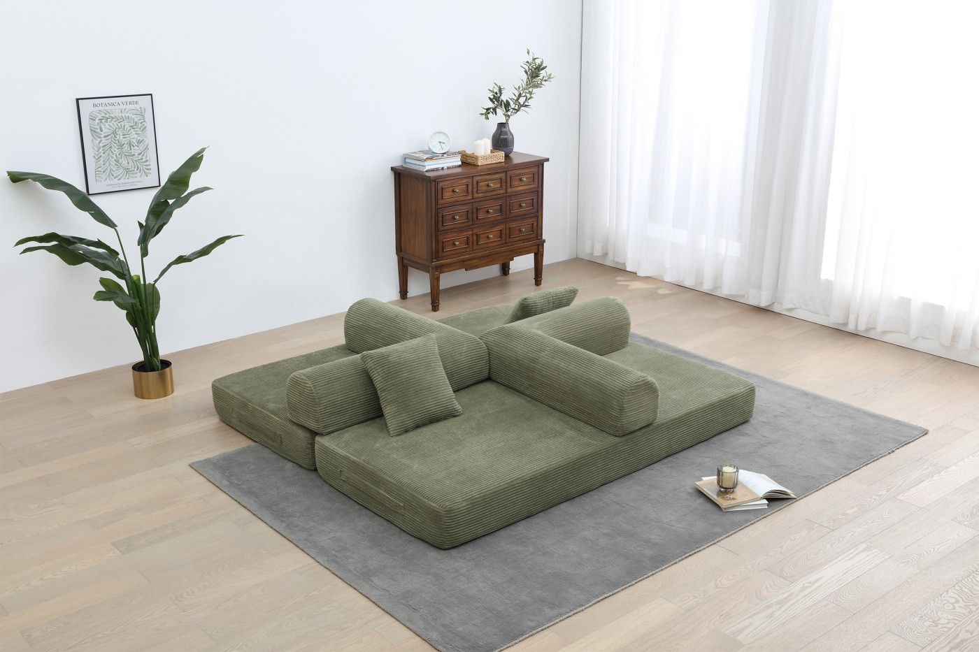 77.9'' Convertible Folding Sofa Bed – 4-in-1 Modular Floor Couch, Corduroy Small Cloud Couch, Compre