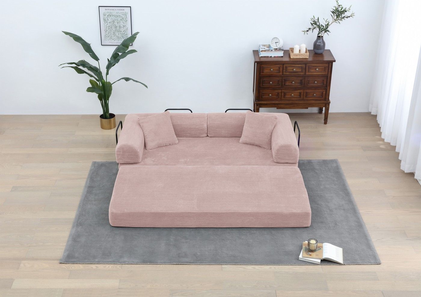 77.9'' Convertible Folding Sofa Bed – 4-in-1 Modular Floor Couch, Corduroy Small Cloud Couch, Compre