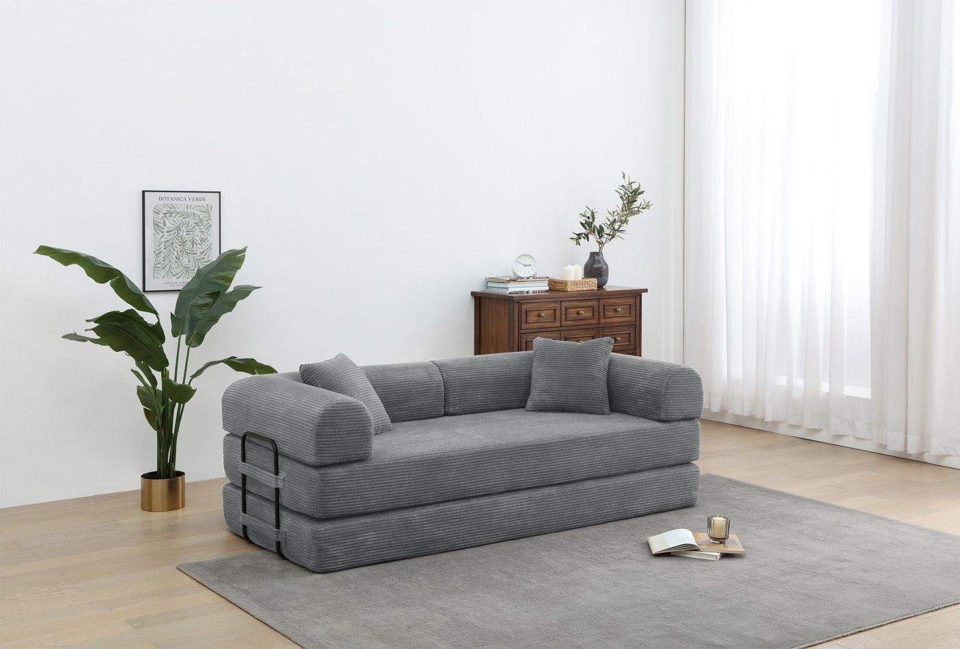 77.9'' Convertible Folding Sofa Bed – 4-in-1 Modular Floor Couch, Corduroy Small Cloud Couch, Compre