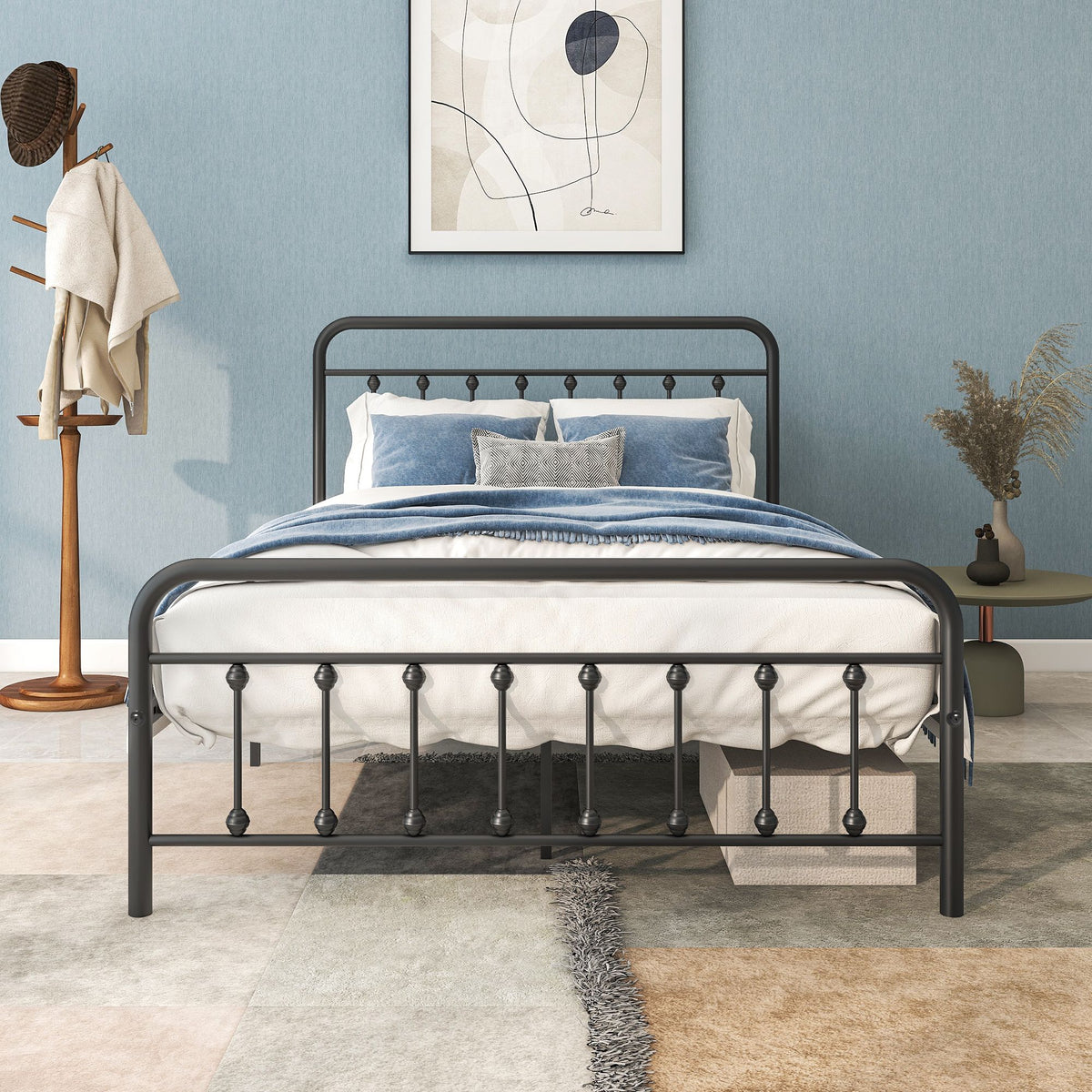Victorian-Style Platform Bed with Under-Bed Storage