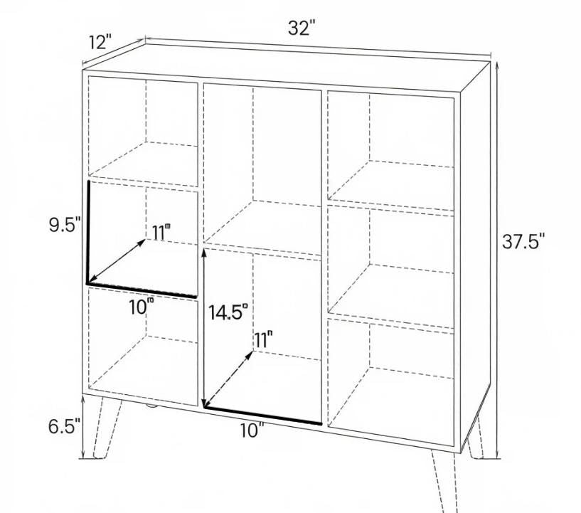 Raised-Leg Cube Bookcase with Mixed Compartments