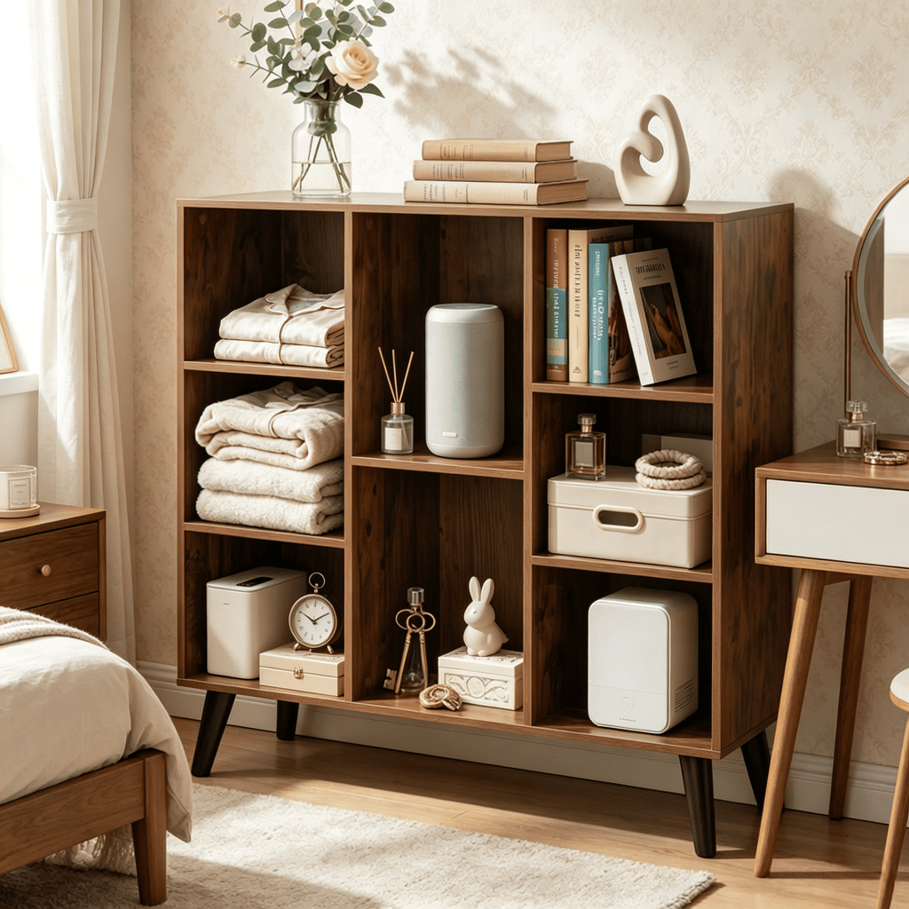 Raised-Leg Cube Bookcase with Mixed Compartments