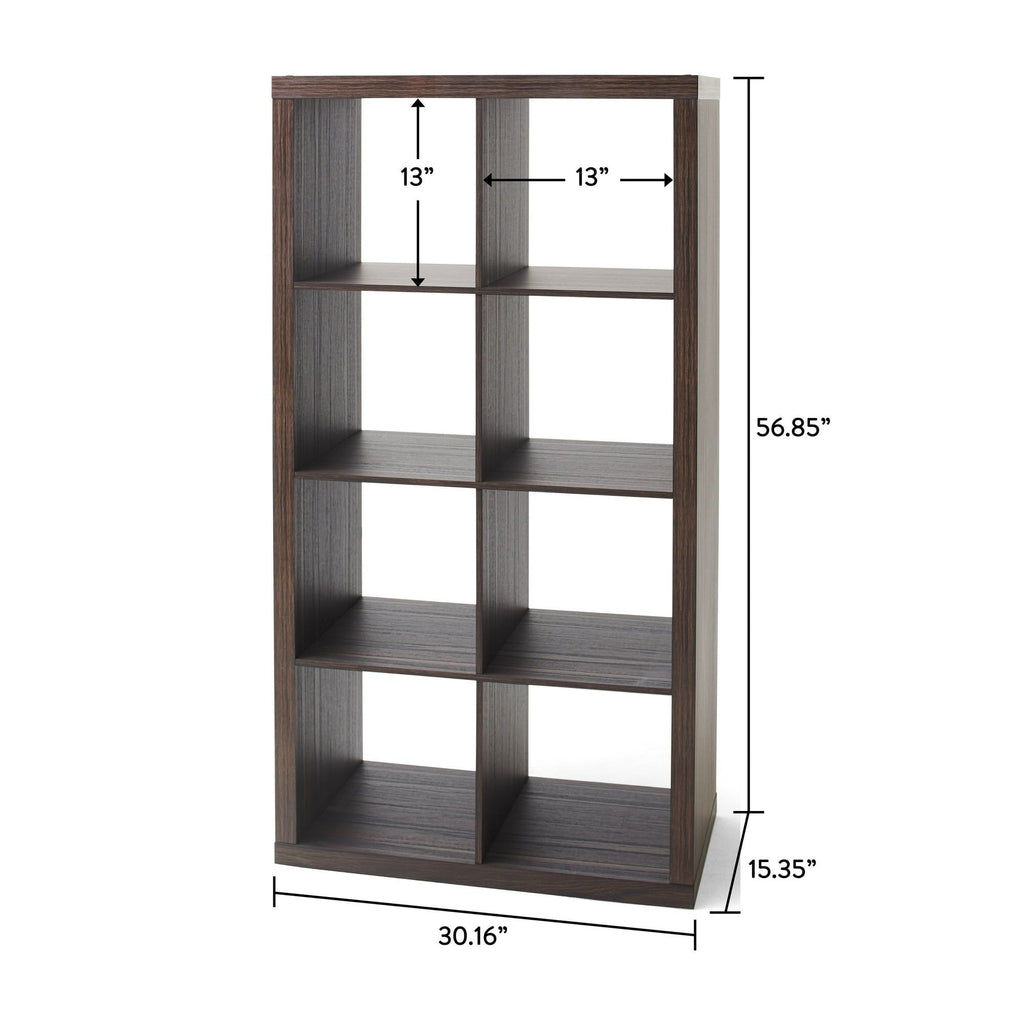 Tobacco Oak Eight-Cube Organizer with Flexible Placement