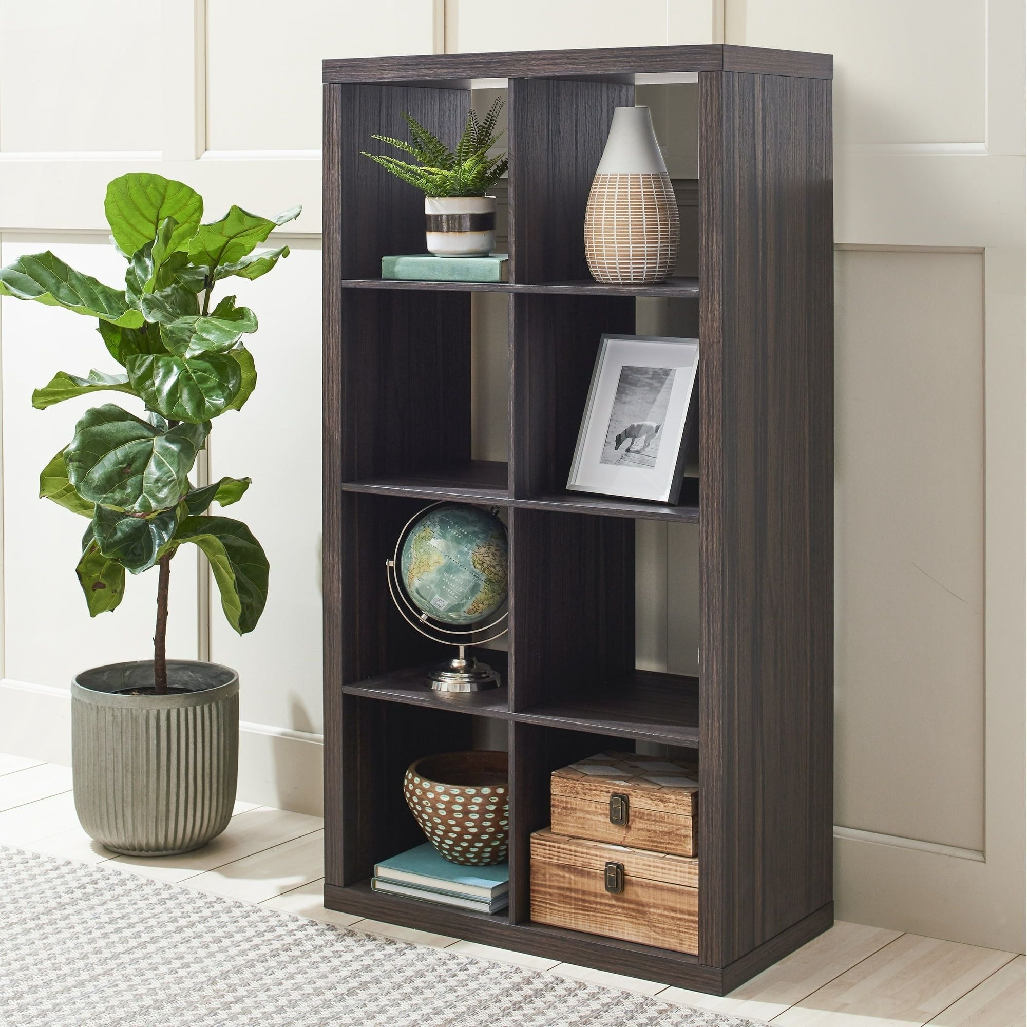 Tobacco Oak Eight-Cube Organizer with Flexible Placement