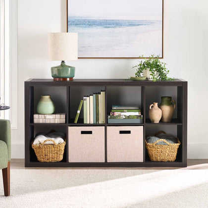 Tobacco Oak Eight-Cube Organizer with Flexible Placement