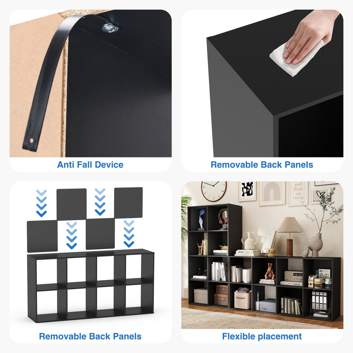 Modern 8-Cube Organizer with Removable Back Panels