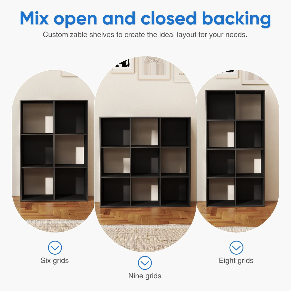 Modern 8-Cube Organizer with Removable Back Panels