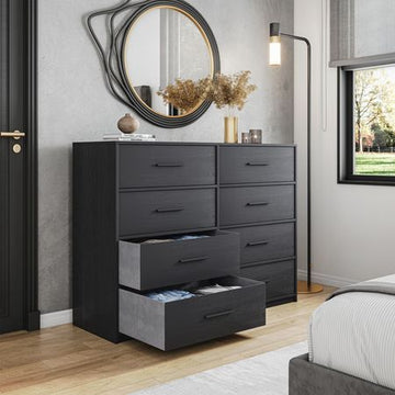 Black 8-Drawer Dresser with Versatile Top