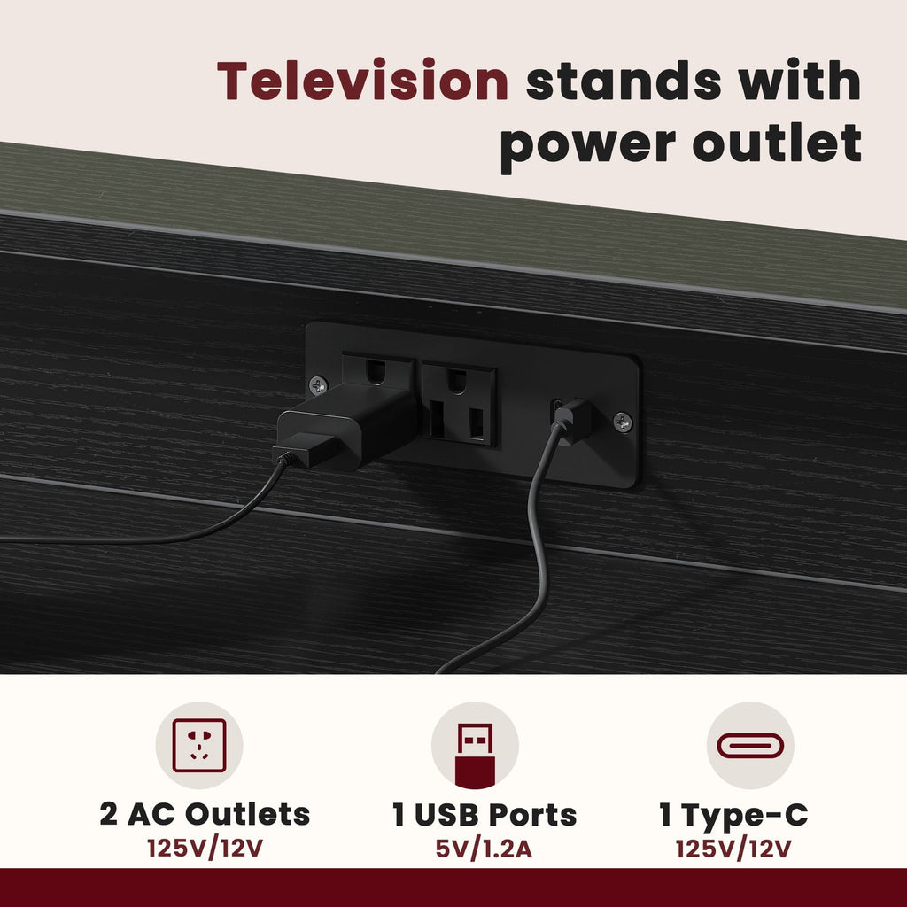 Storage TV Stand with App-Controlled LED Ambient Lighting
