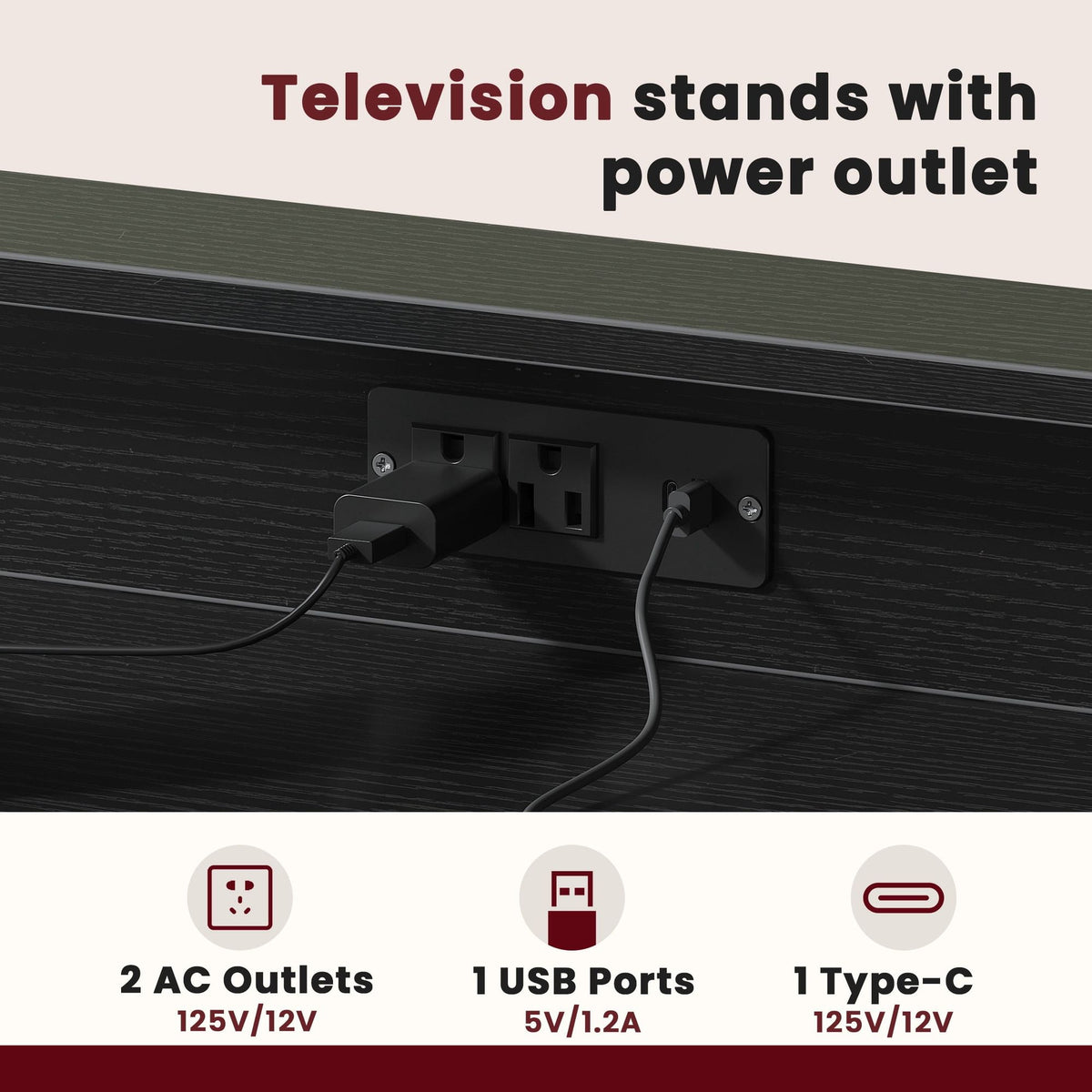 Storage TV Stand with App-Controlled LED Ambient Lighting