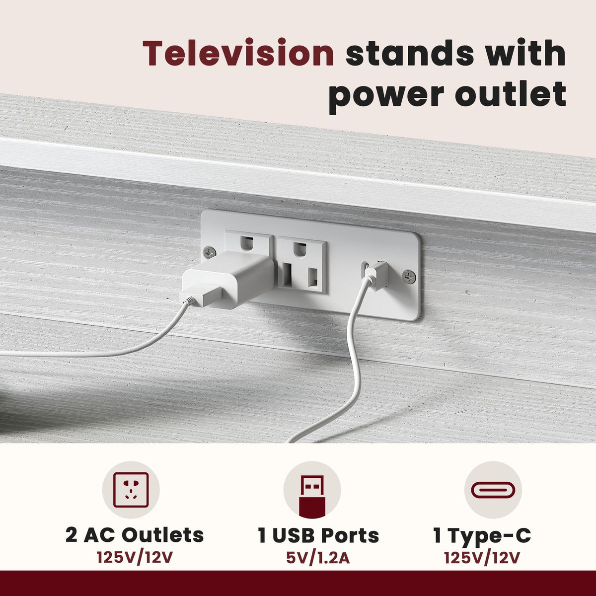 White Storage TV Stand with App-Controlled LED Lighting