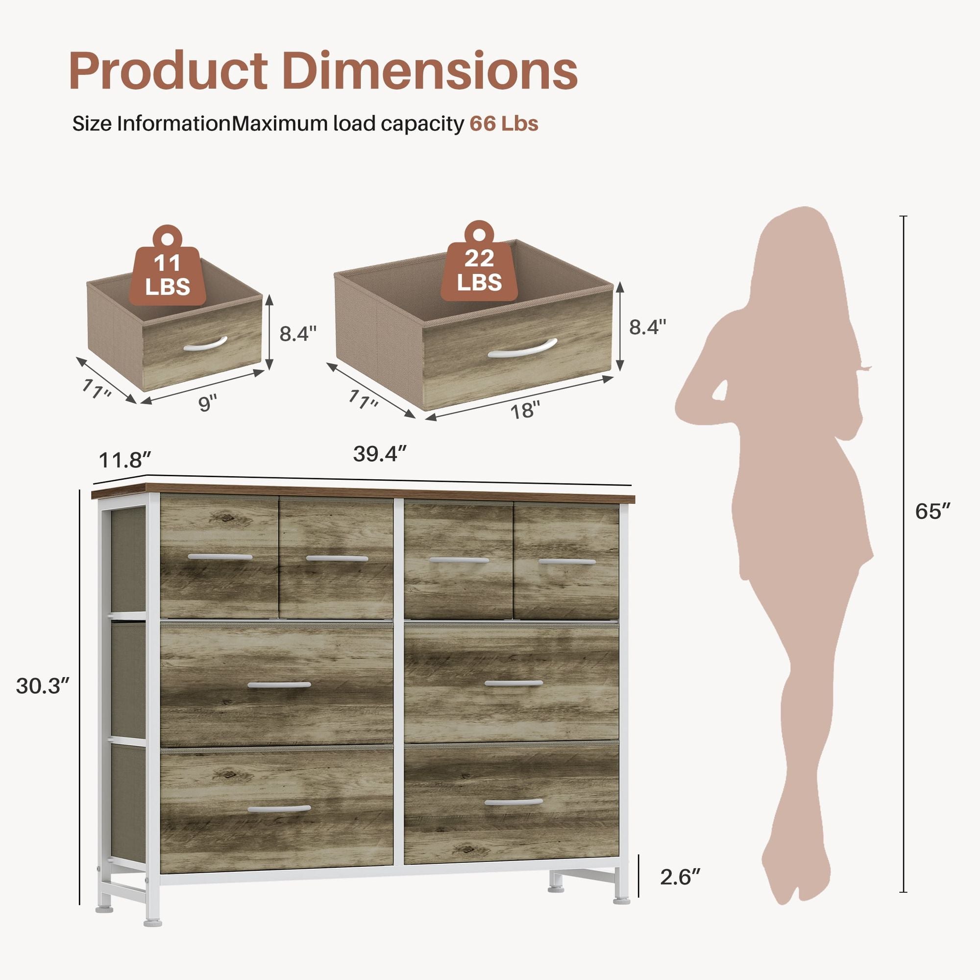 Eight-Drawer Cabinet with Open Display Shelves