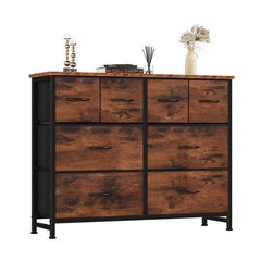 Rust Fabric Drawer Cabinet with Open Shelves