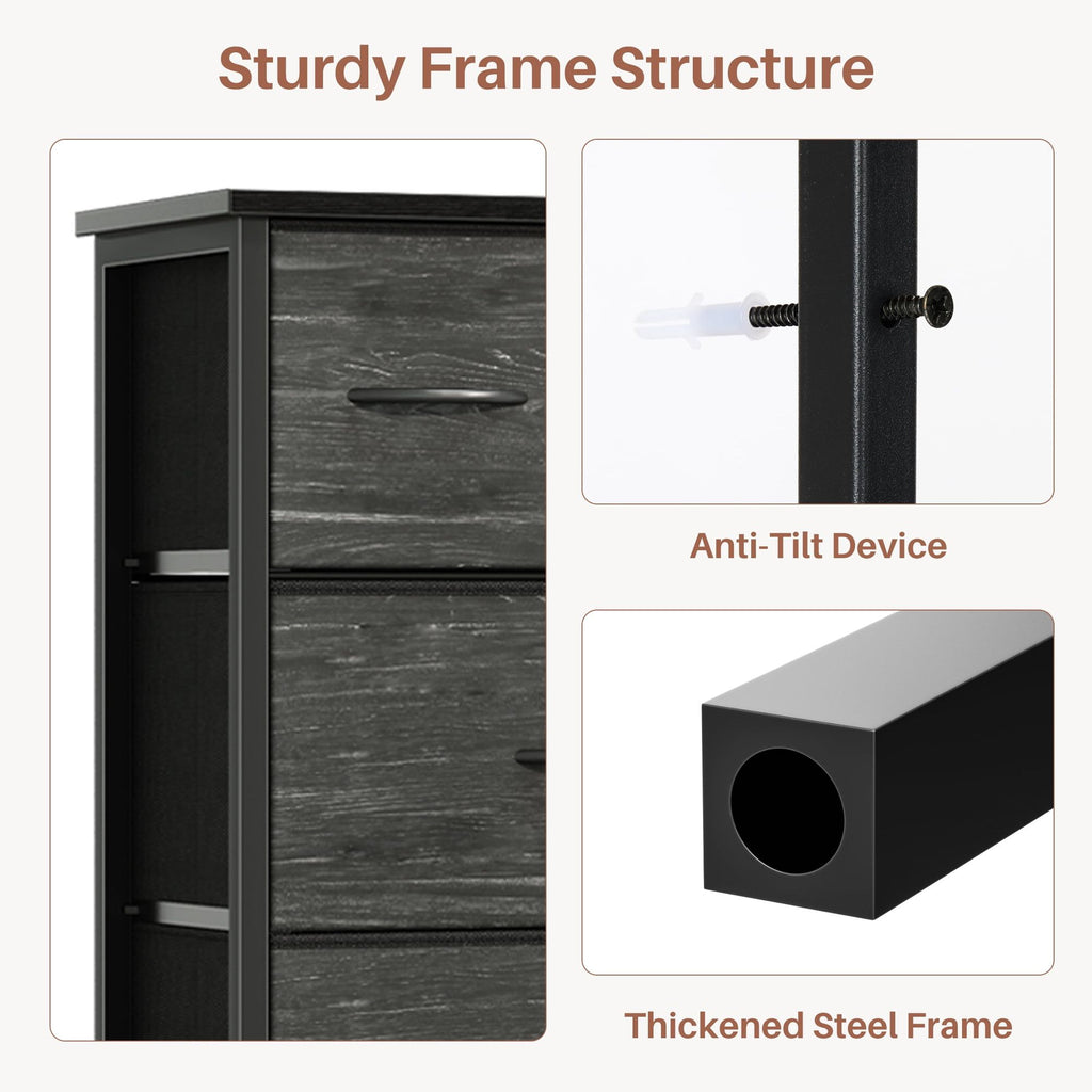Fabric Drawer Cabinet with Open Shelving