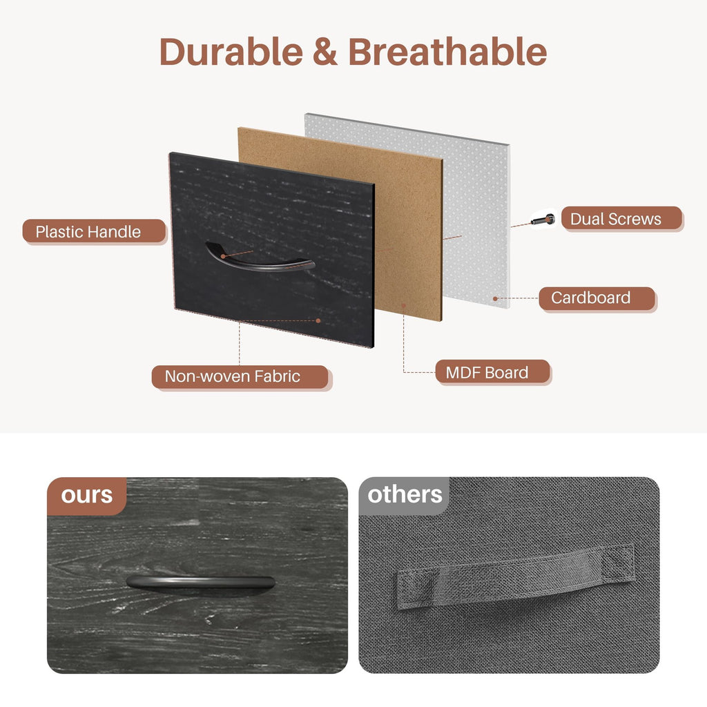 Fabric Drawer Cabinet with Open Shelving
