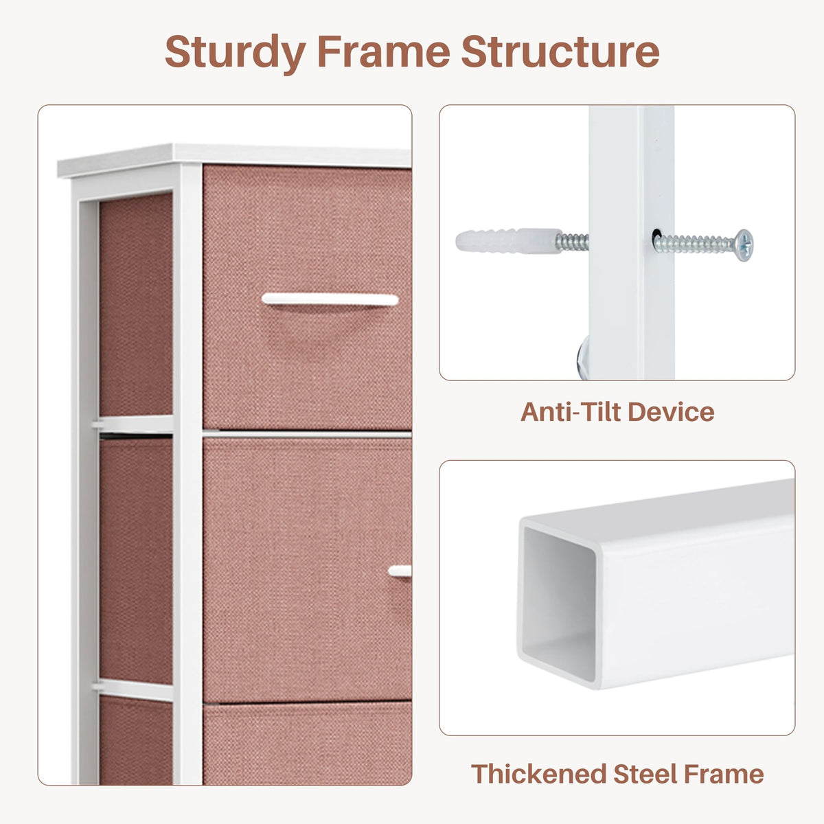 Pink Eight-Drawer Fabric Dresser with Open Shelves