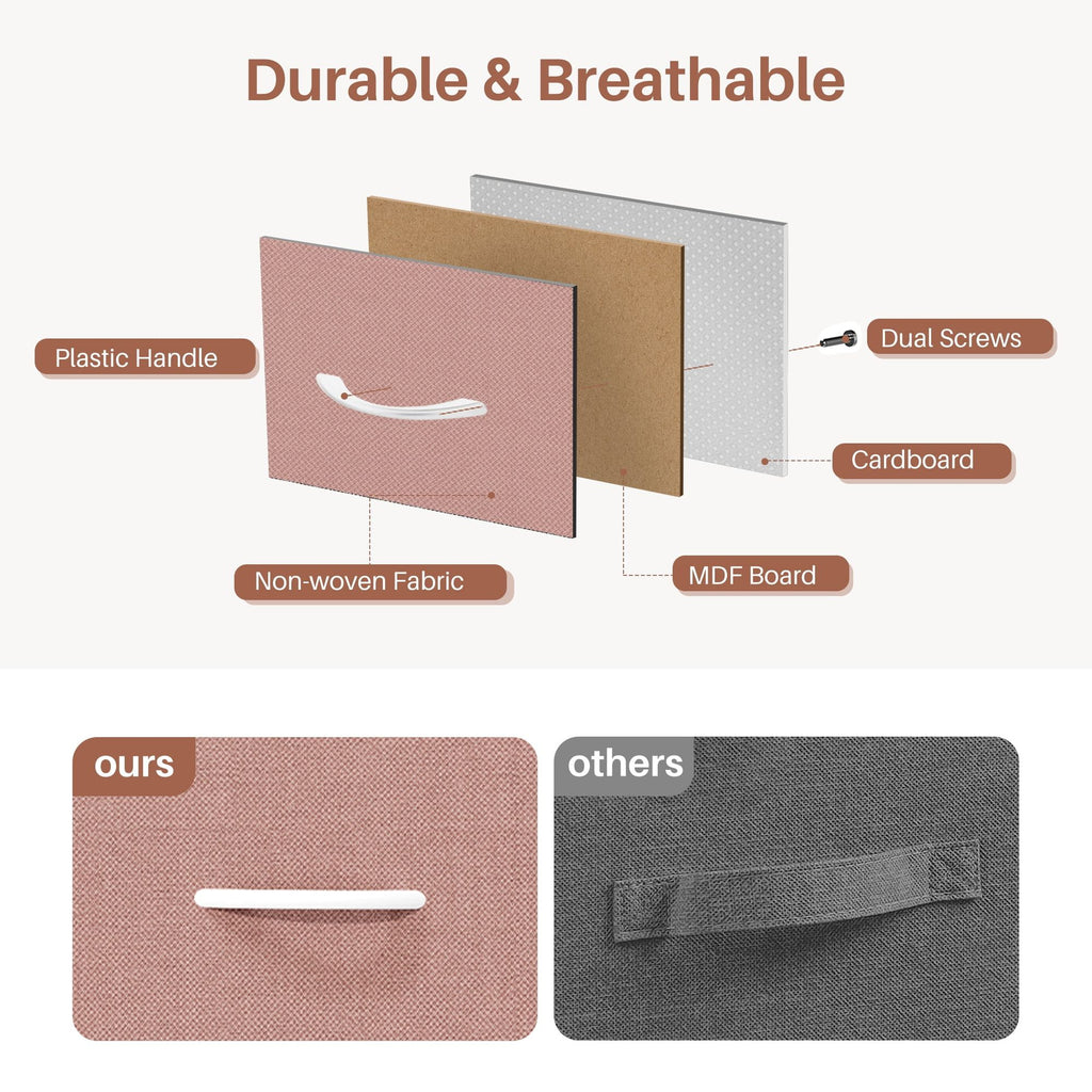 Pink Eight-Drawer Fabric Dresser with Open Shelves
