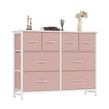 Pink Eight-Drawer Fabric Dresser with Open Shelves