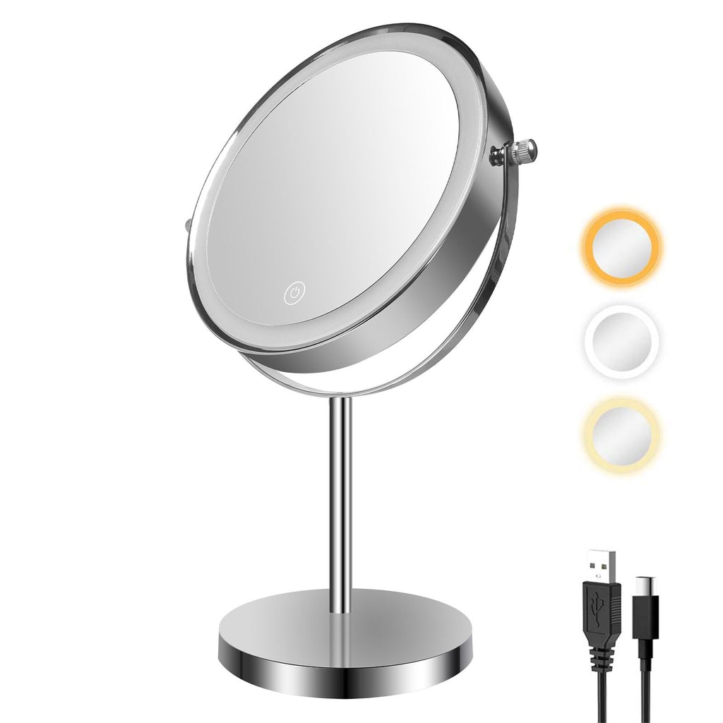 Double-Sided Lighted Vanity Mirror with Swivel Stand