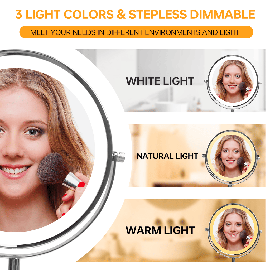 Double-Sided Lighted Vanity Mirror with Swivel Stand