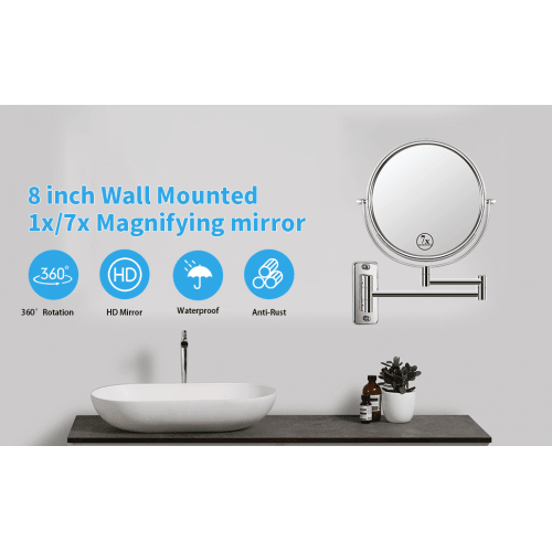 Wall-Mounted Vanity Mirror with Dual Magnification