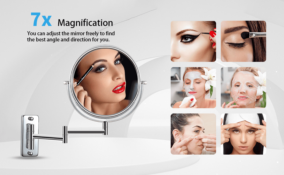 Wall-Mounted Vanity Mirror with Dual Magnification