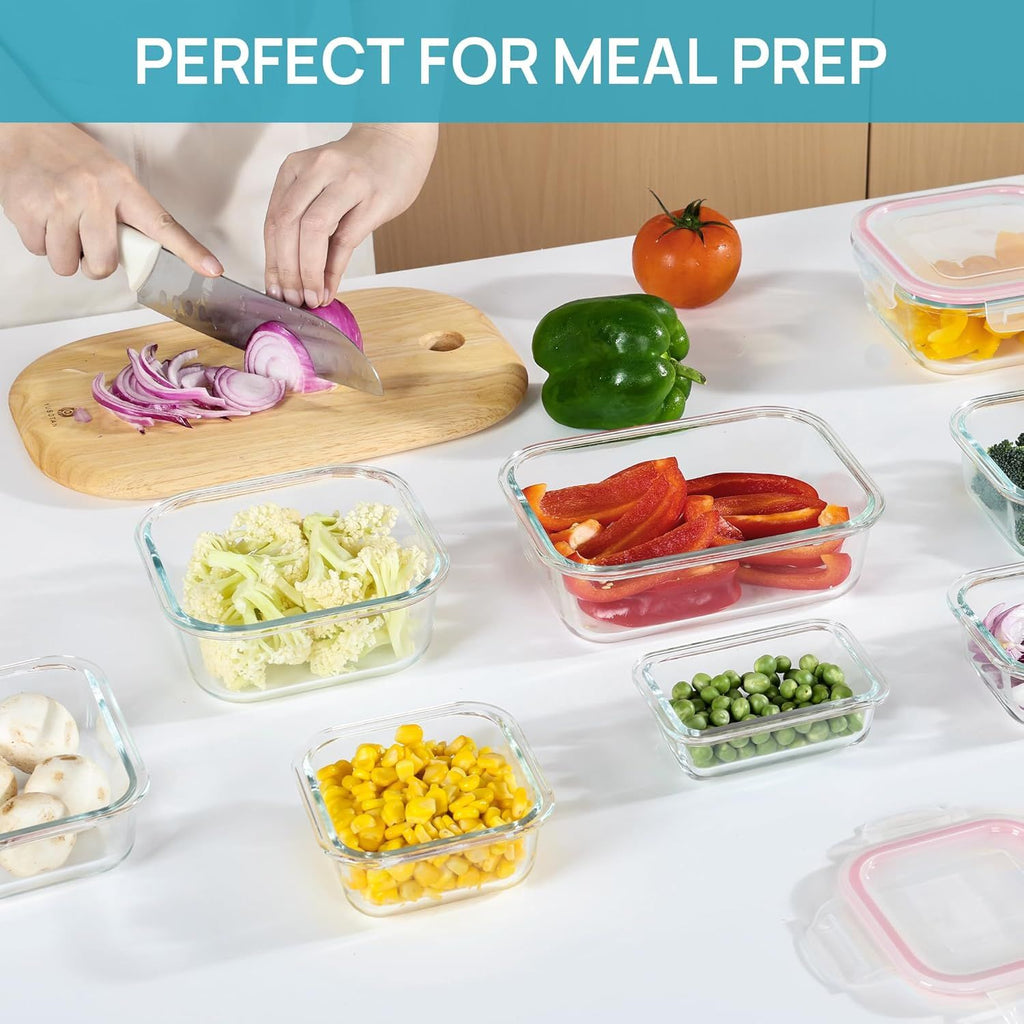 8-Pack Glass Food Storage Containers with Airtight Lids