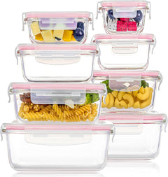 8-Pack Glass Food Storage Containers with Airtight Lids