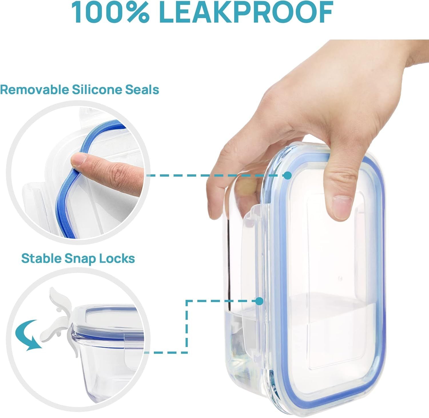 8 Pack Glass Food Storage Containers with Airtight Lids - Meal Prep