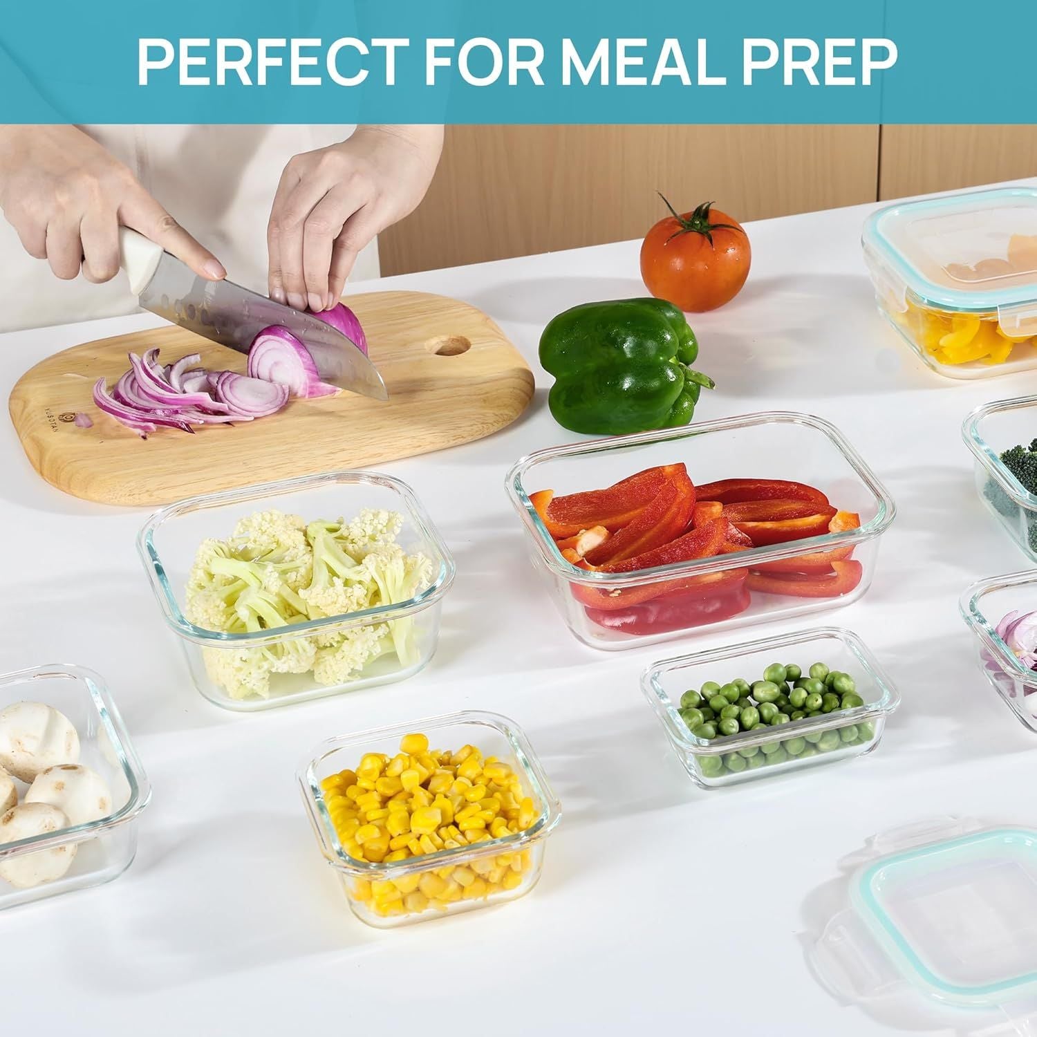 8 Pack Glass Food Storage Containers with Airtight Lids - Meal Prep