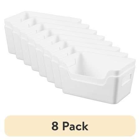 White Easy Access Storage Bins with Scoop Fronts