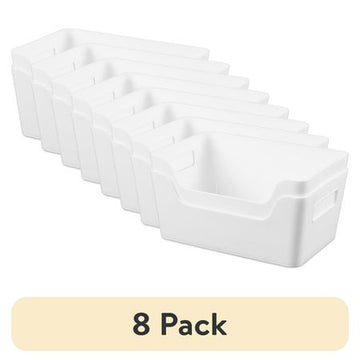 White Easy Access Storage Bins with Scoop Fronts