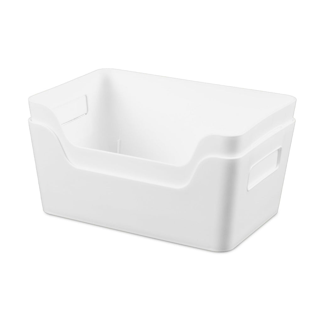 White Easy Access Storage Bins with Scoop Fronts