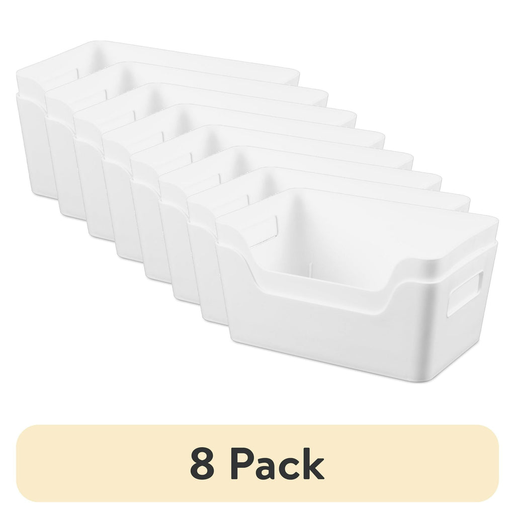 White Easy Access Storage Bins with Scoop Fronts