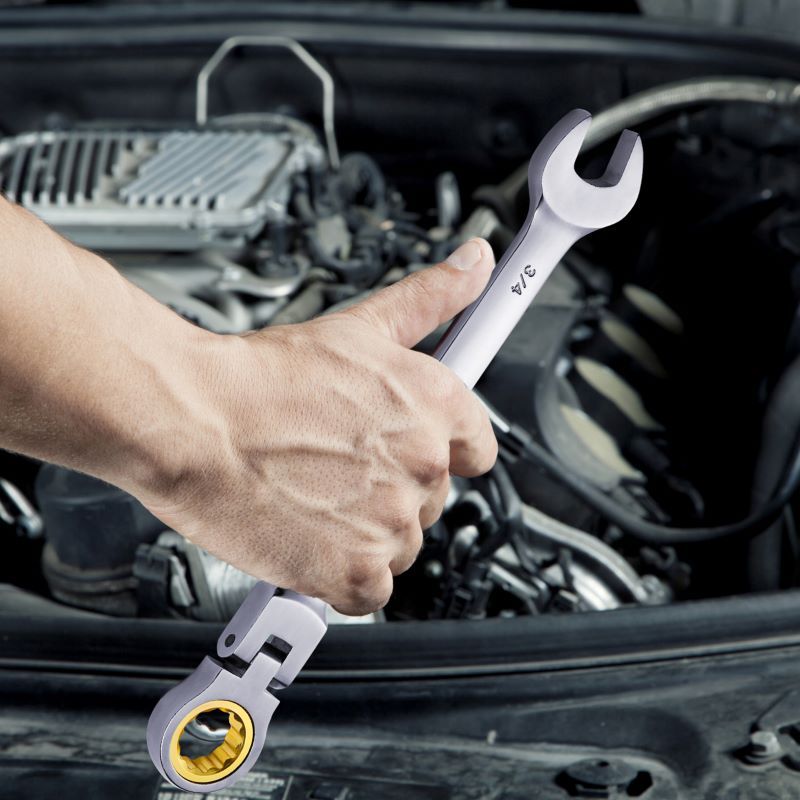 Eight-Piece SAE Flexible Ratcheting Wrench Set
