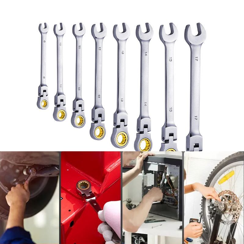 Metric Ratcheting Wrench Set with Roll-Up Pouch