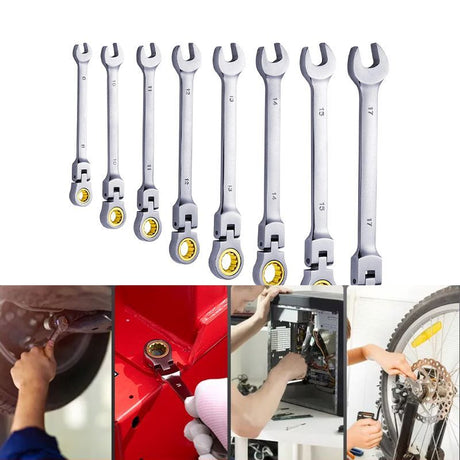 Metric Ratcheting Wrench Set with Roll-Up Pouch