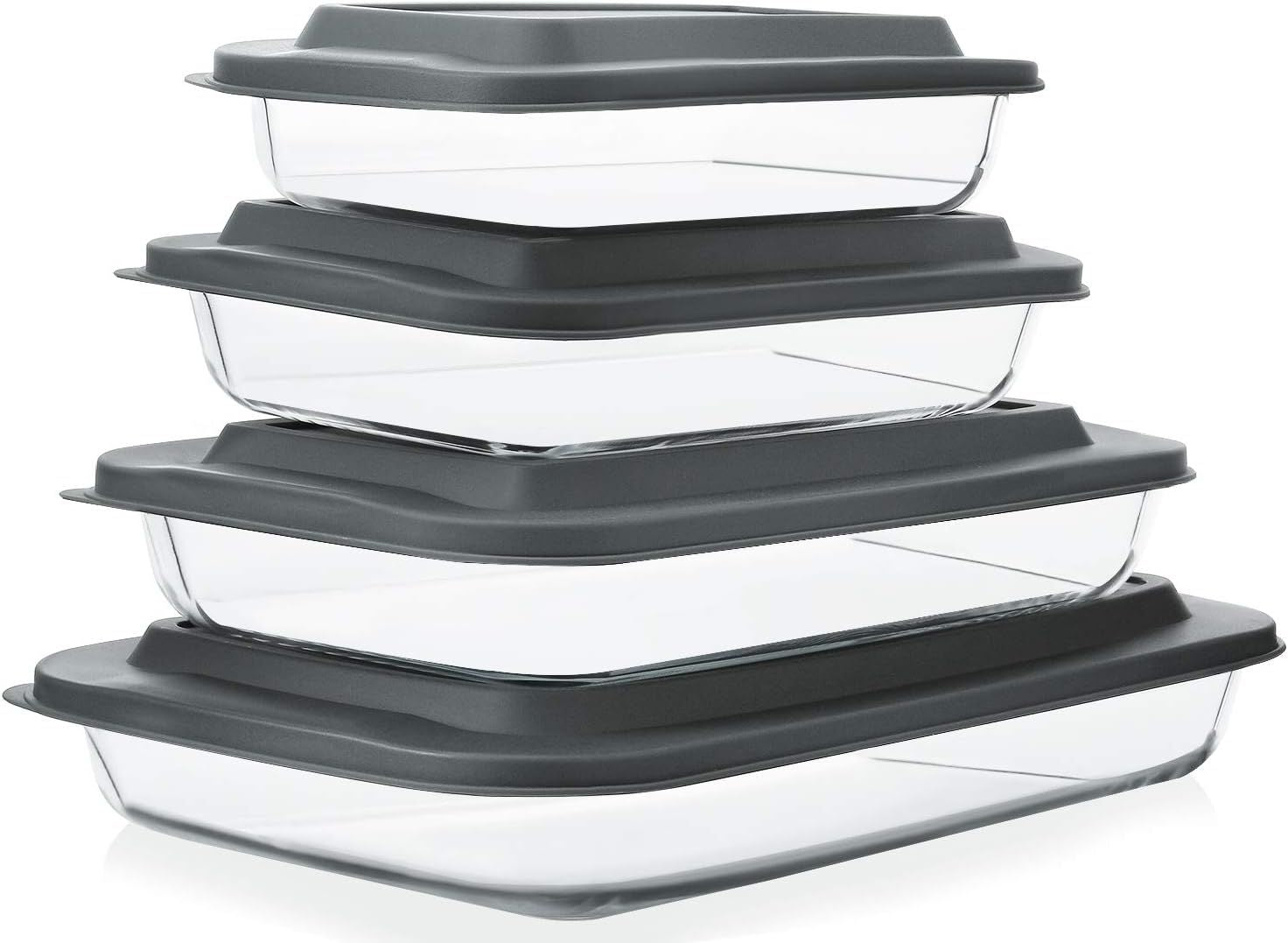 8-Piece Borosilicate Glass Baking Dish Set with Tight-Fitting Lids