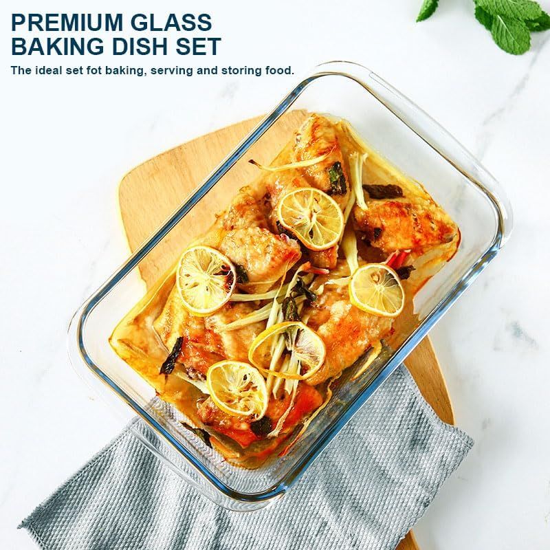 8-Piece Borosilicate Glass Baking Dish Set with Tight-Fitting Lids