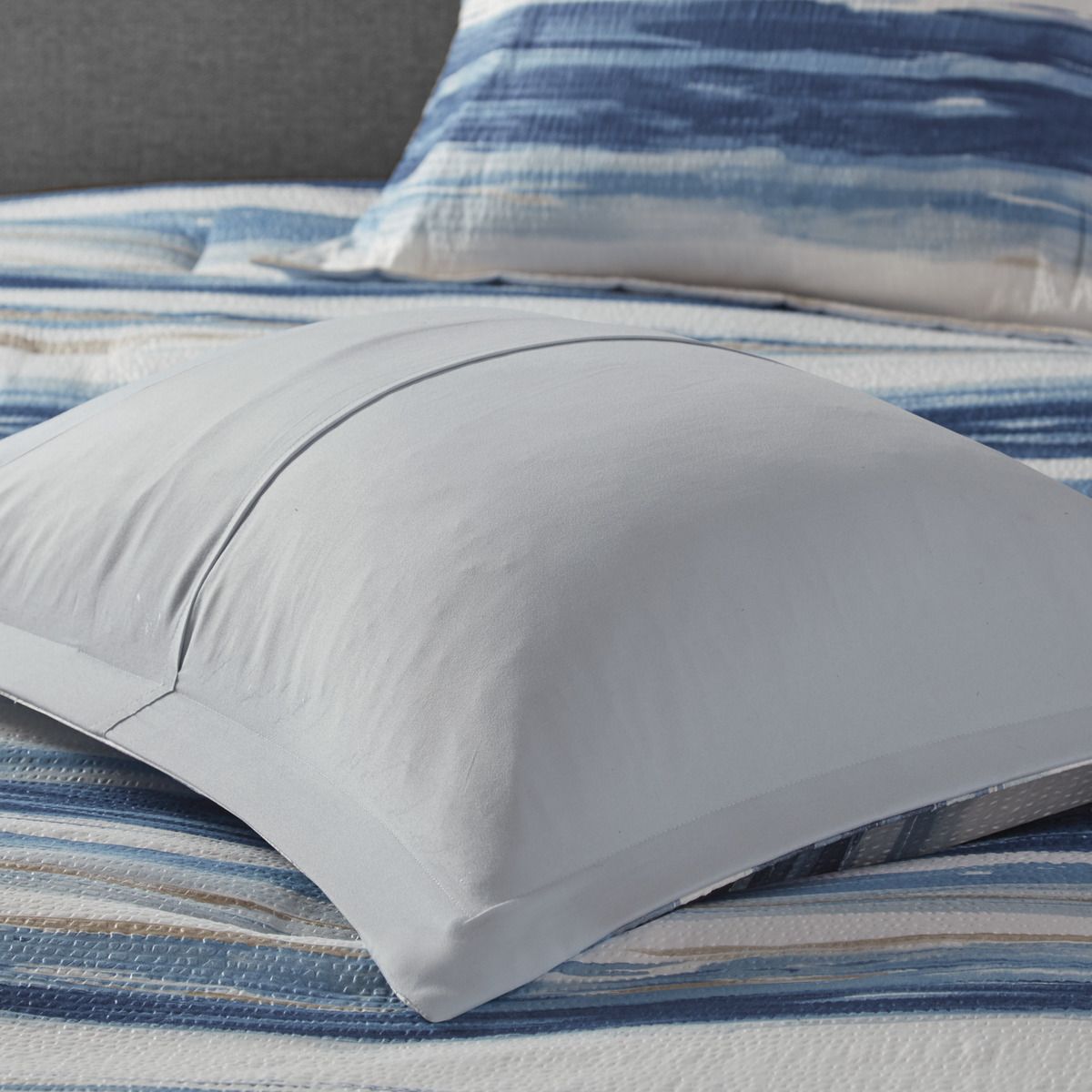 Blue Watercolor Stripe Comforter and Quilt Collection
