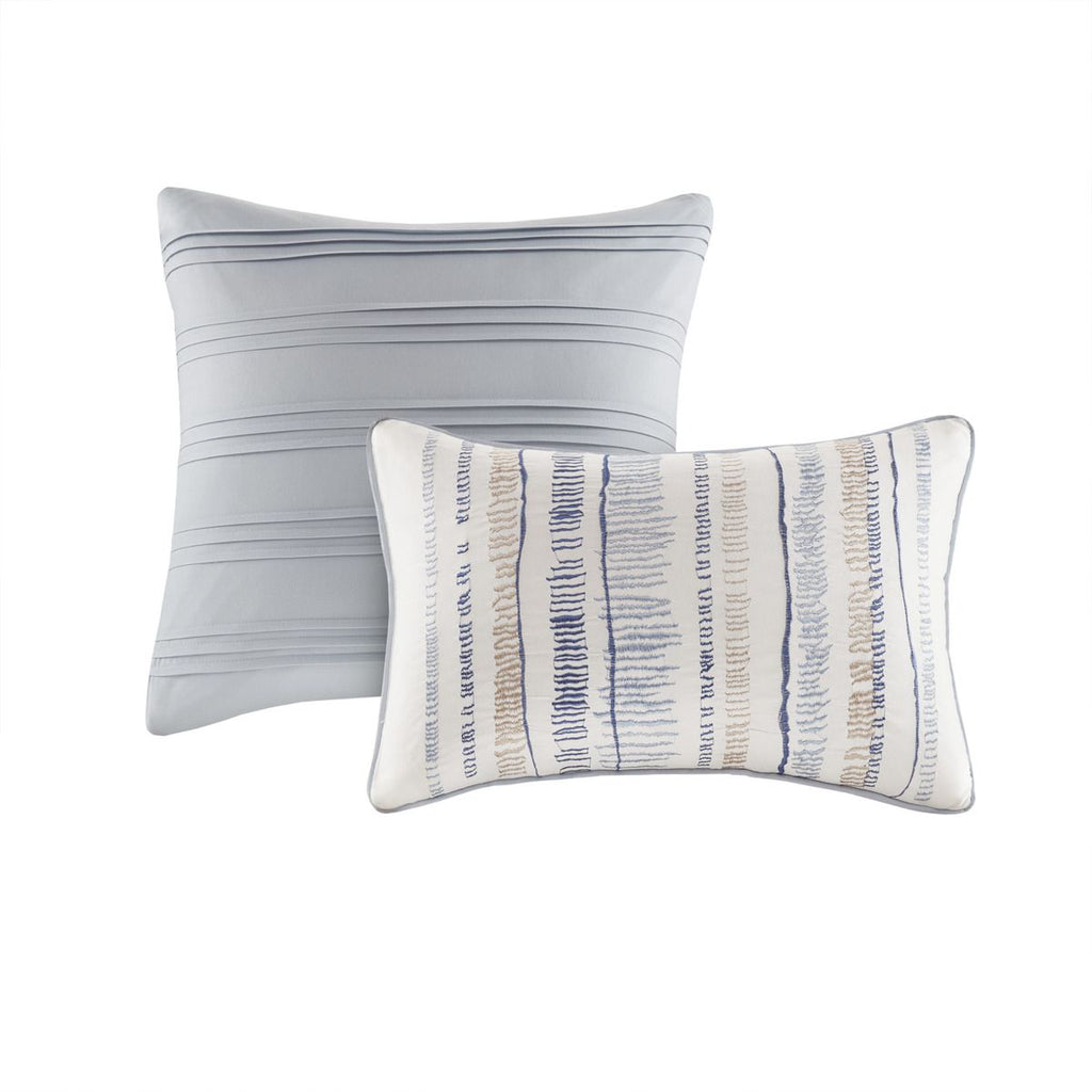 Blue Watercolor Stripe Comforter and Quilt Collection