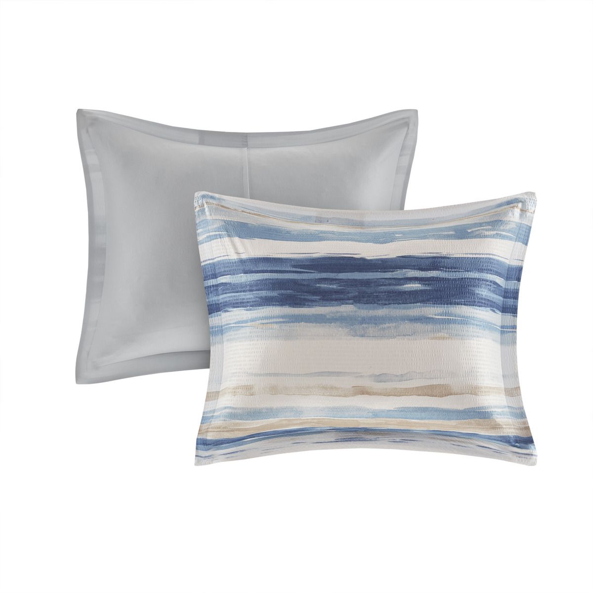 Blue Watercolor Stripe Comforter and Quilt Collection