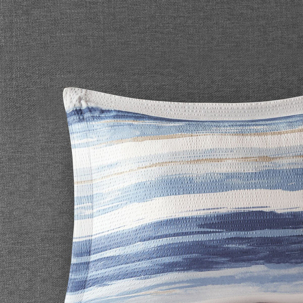 Blue Watercolor Stripe Comforter and Quilt Collection