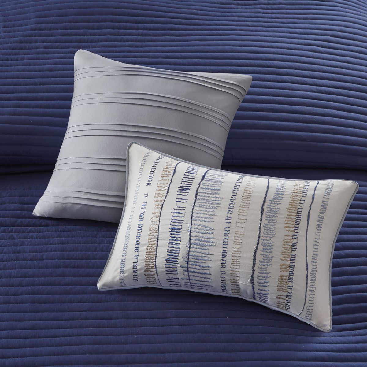 Blue Watercolor Stripe Comforter and Quilt Collection