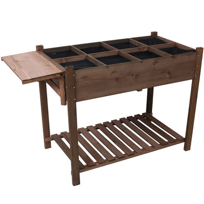 8 Pockets Horticulture Raised Garden Bed Elevated Wood Planter Box Stand with Foldable